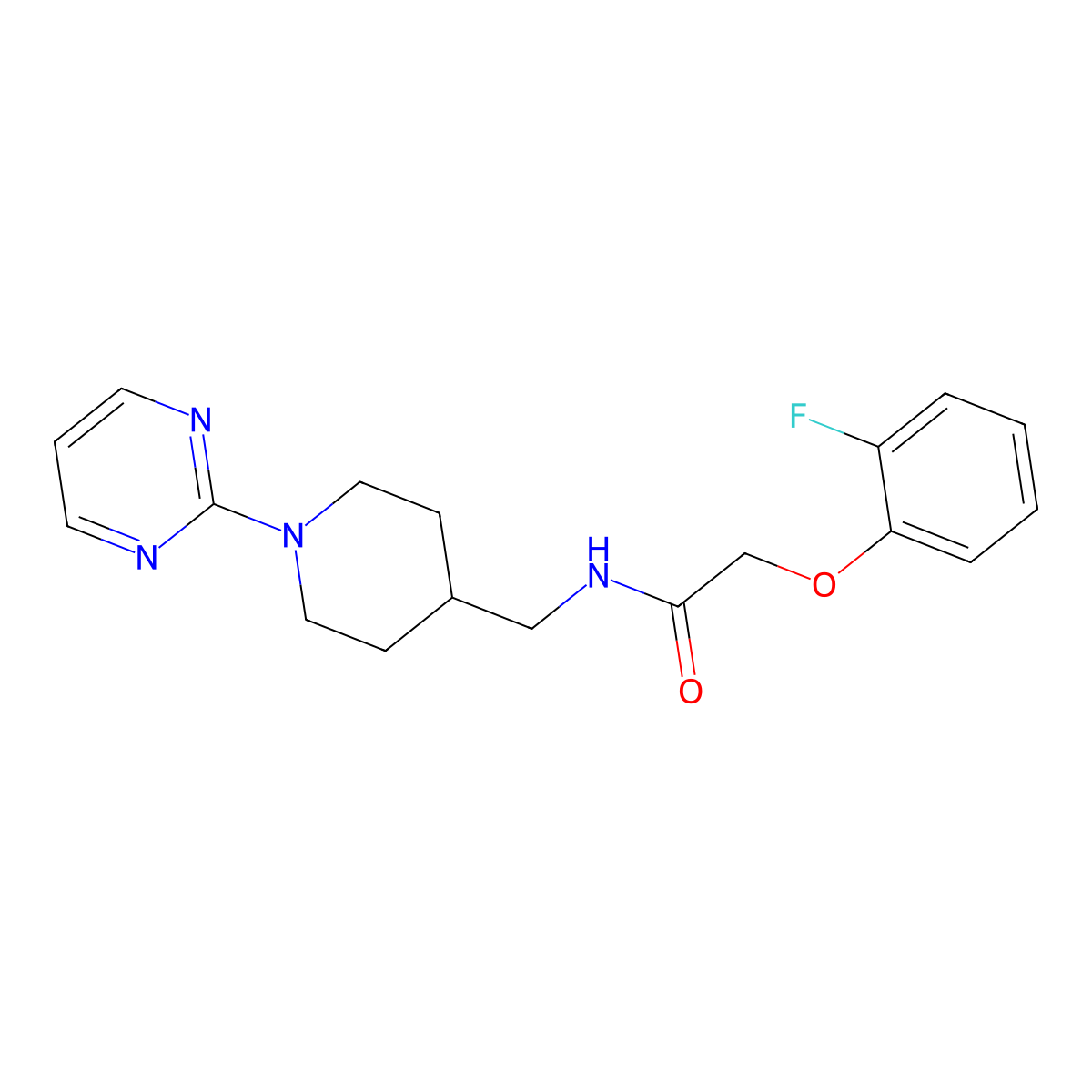 2-(2-fluorophenoxy)-N-{[1-(pyrimidin-2-yl)piperidin-4-yl]methyl}acetamide molecular structure, CAS 1235051-36-1