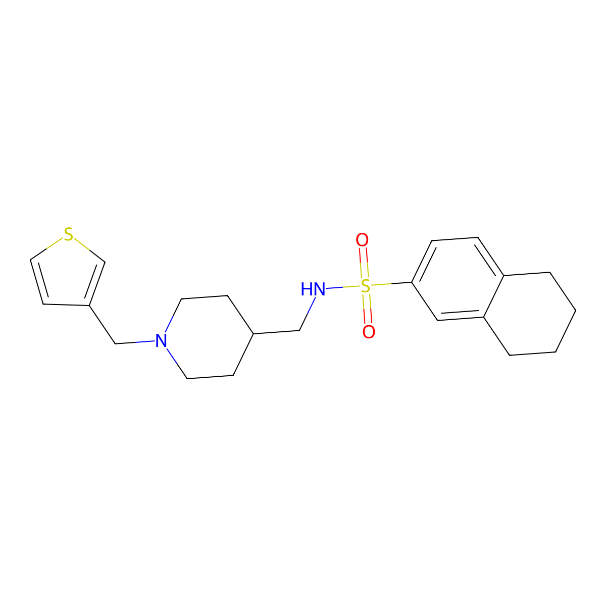 N-((1-(thiophen-3-ylmethyl)piperidin-4-yl)methyl)-5,6,7,8-tetrahydronaphthalene-2-sulfonamide molecular structure, CAS 1235051-60-1