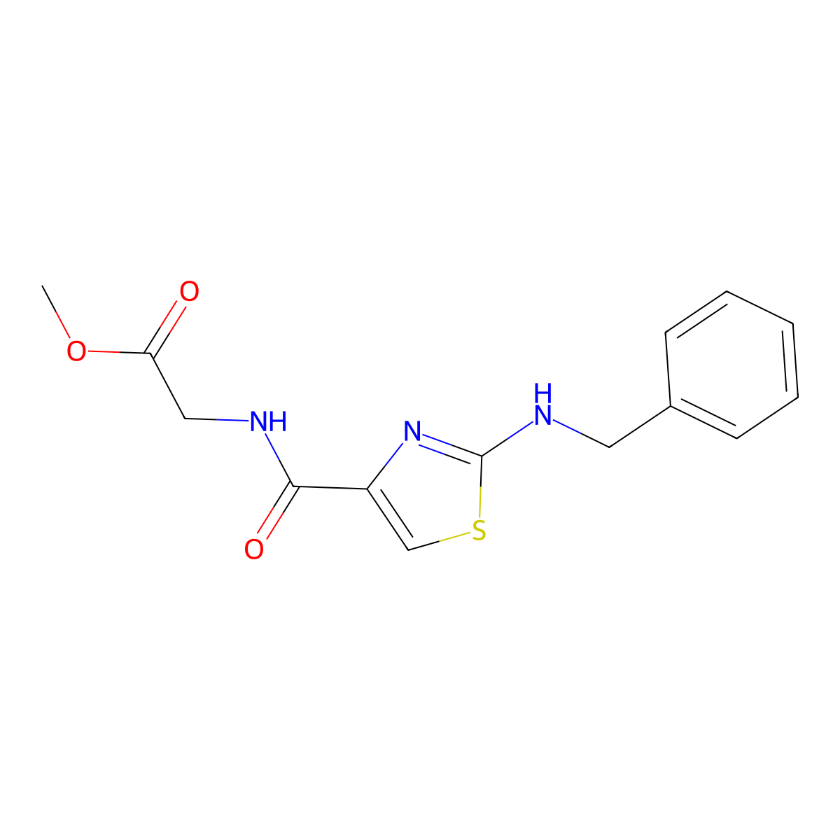 Methyl 2-({[2-(benzylamino)-1,3-thiazol-4-yl]carbonyl}amino)acetate molecular structure, CAS 1235051-79-2