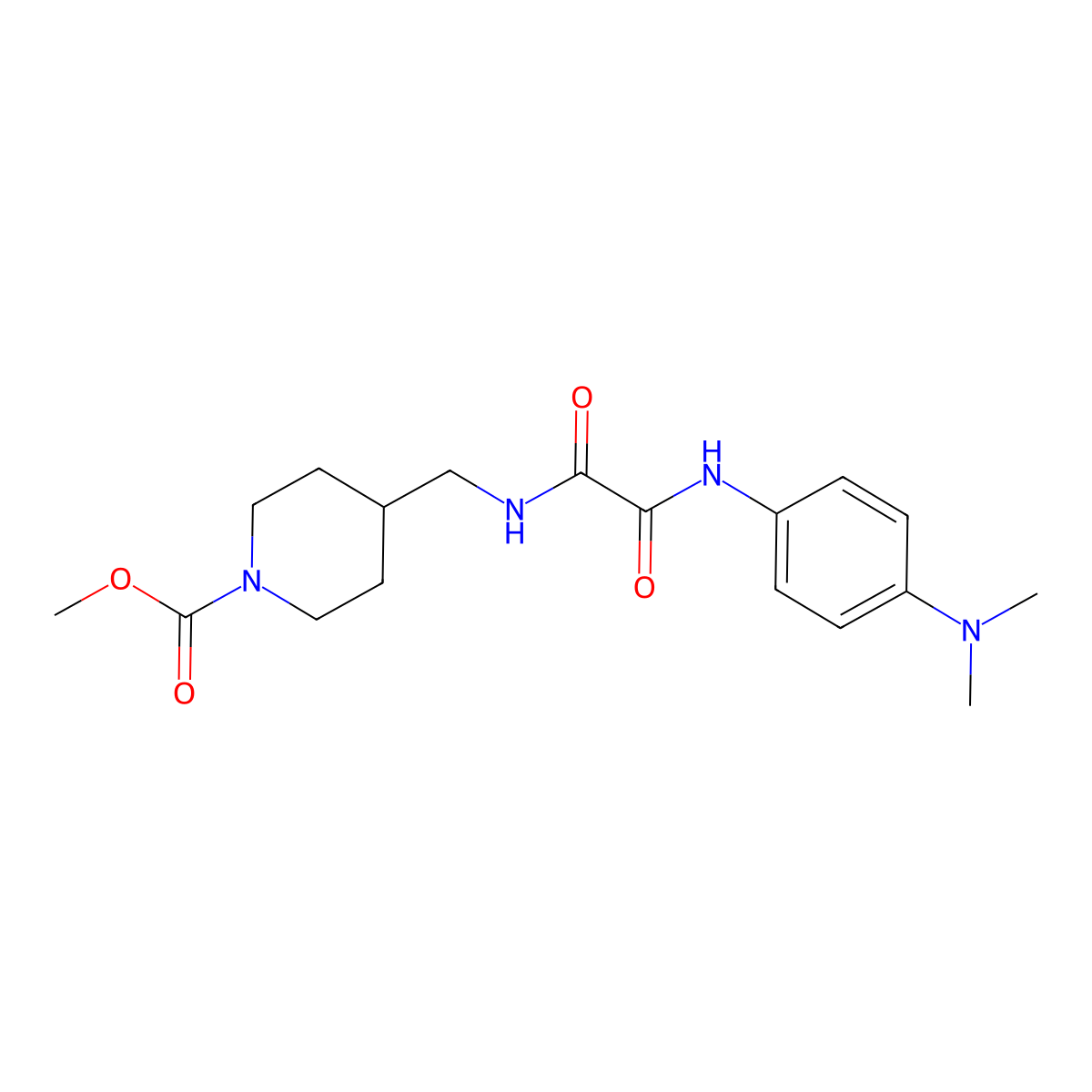 Methyl 4-((2-((4-(dimethylamino)phenyl)amino)-2-oxoacetamido)methyl)piperidine-1-carboxylate molecular structure, CAS 1235051-96-3