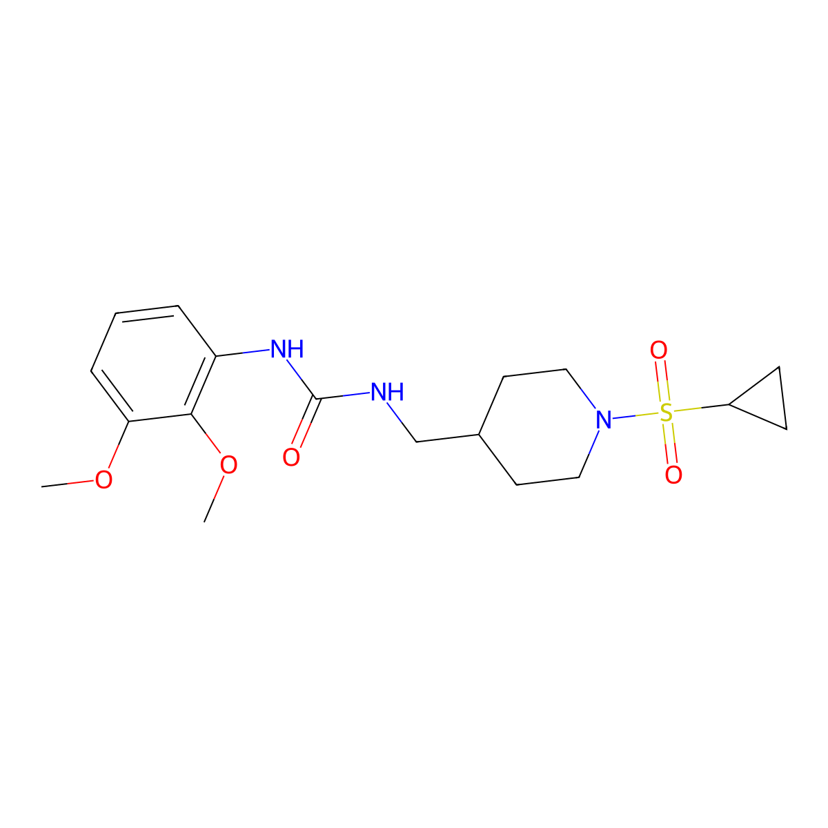 1-((1-(Cyclopropylsulfonyl)piperidin-4-yl)methyl)-3-(2,3-dimethoxyphenyl)urea molecular structure, CAS 1235052-52-4