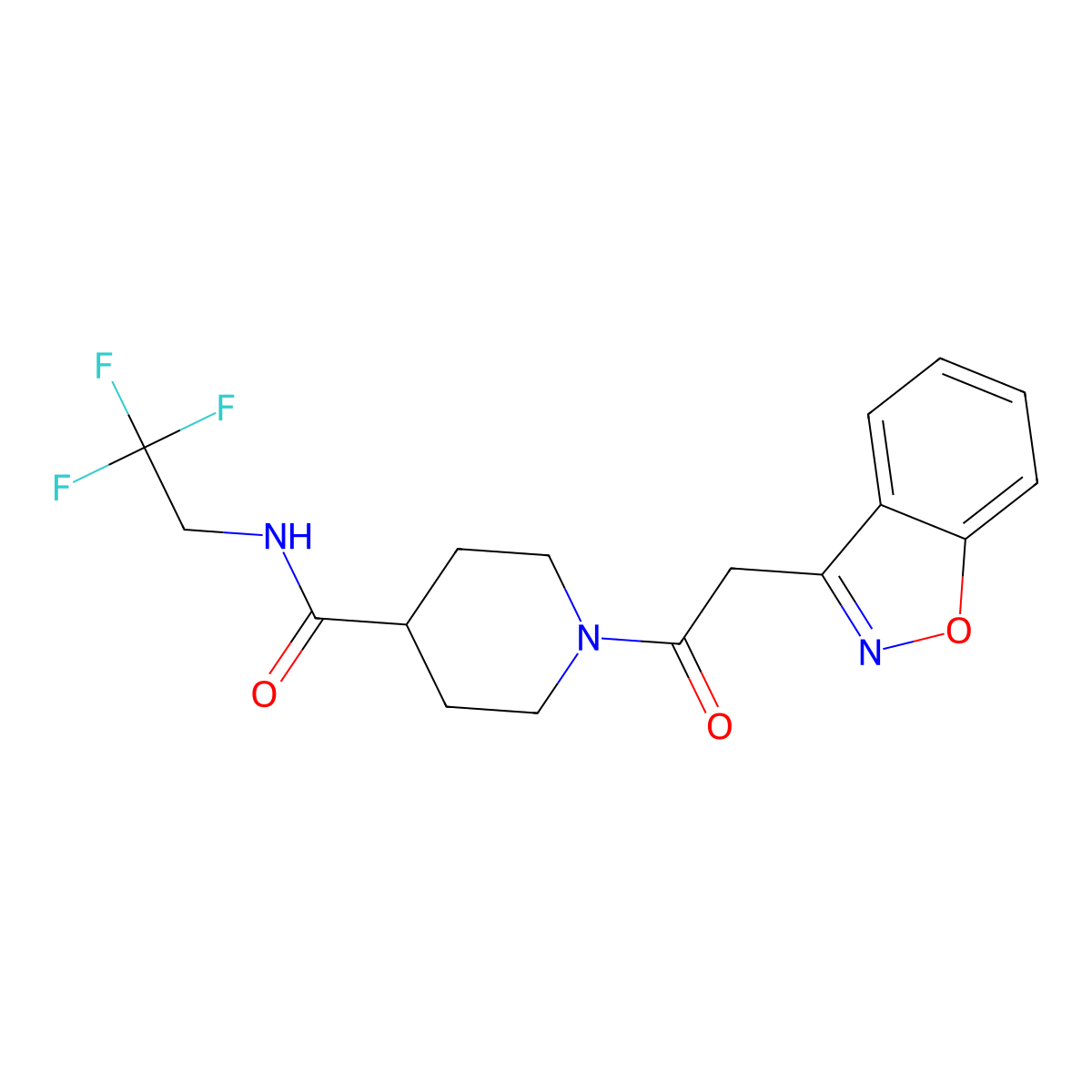 1-(2-(benzo[d]isoxazol-3-yl)acetyl)-N-(2,2,2-trifluoroethyl)piperidine-4-carboxamide molecular structure, CAS 1235052-68-2