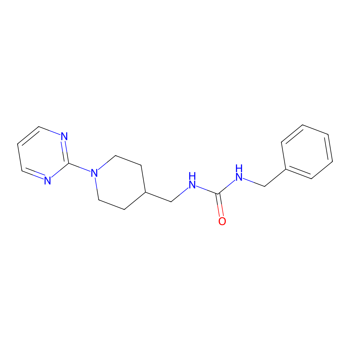 1-Benzyl-3-{[1-(pyrimidin-2-yl)piperidin-4-yl]methyl}urea molecular structure, CAS 1235056-20-8