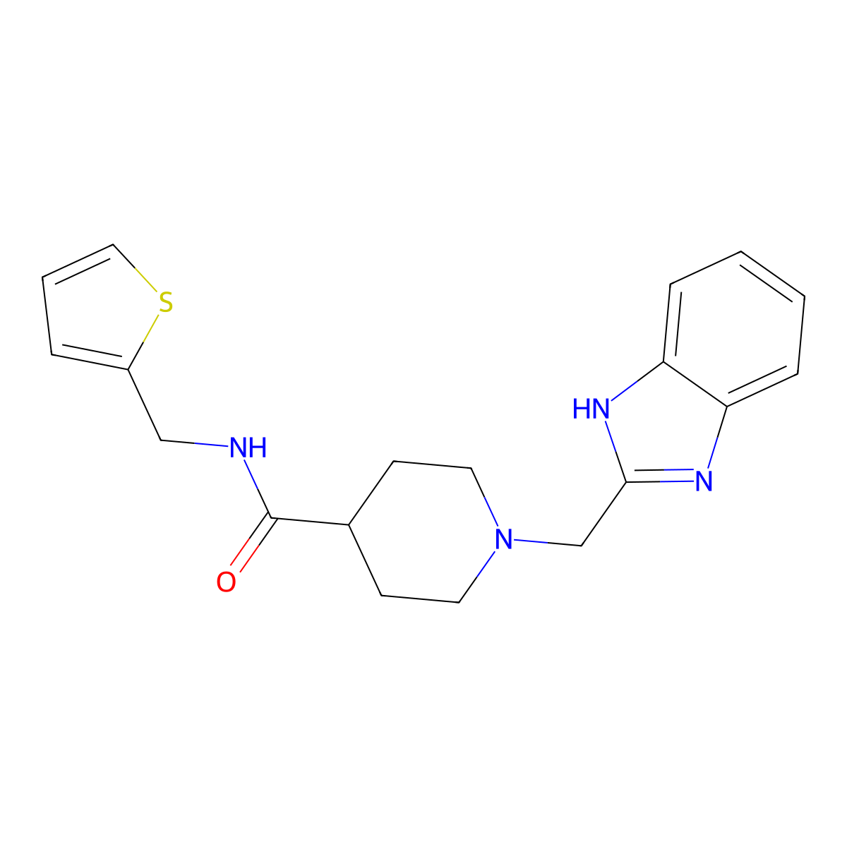 1-((1H-benzo[d]imidazol-2-yl)methyl)-N-(thiophen-2-ylmethyl)piperidine-4-carboxamide molecular structure, CAS 1235056-25-3