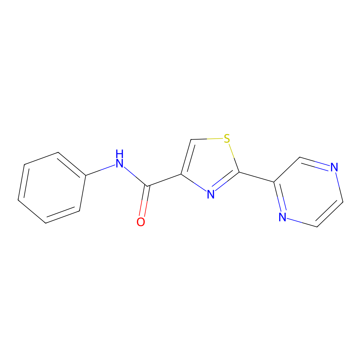 N-phenyl-2-(pyrazin-2-yl)thiazole-4-carboxamide molecular structure, CAS 1235056-62-8