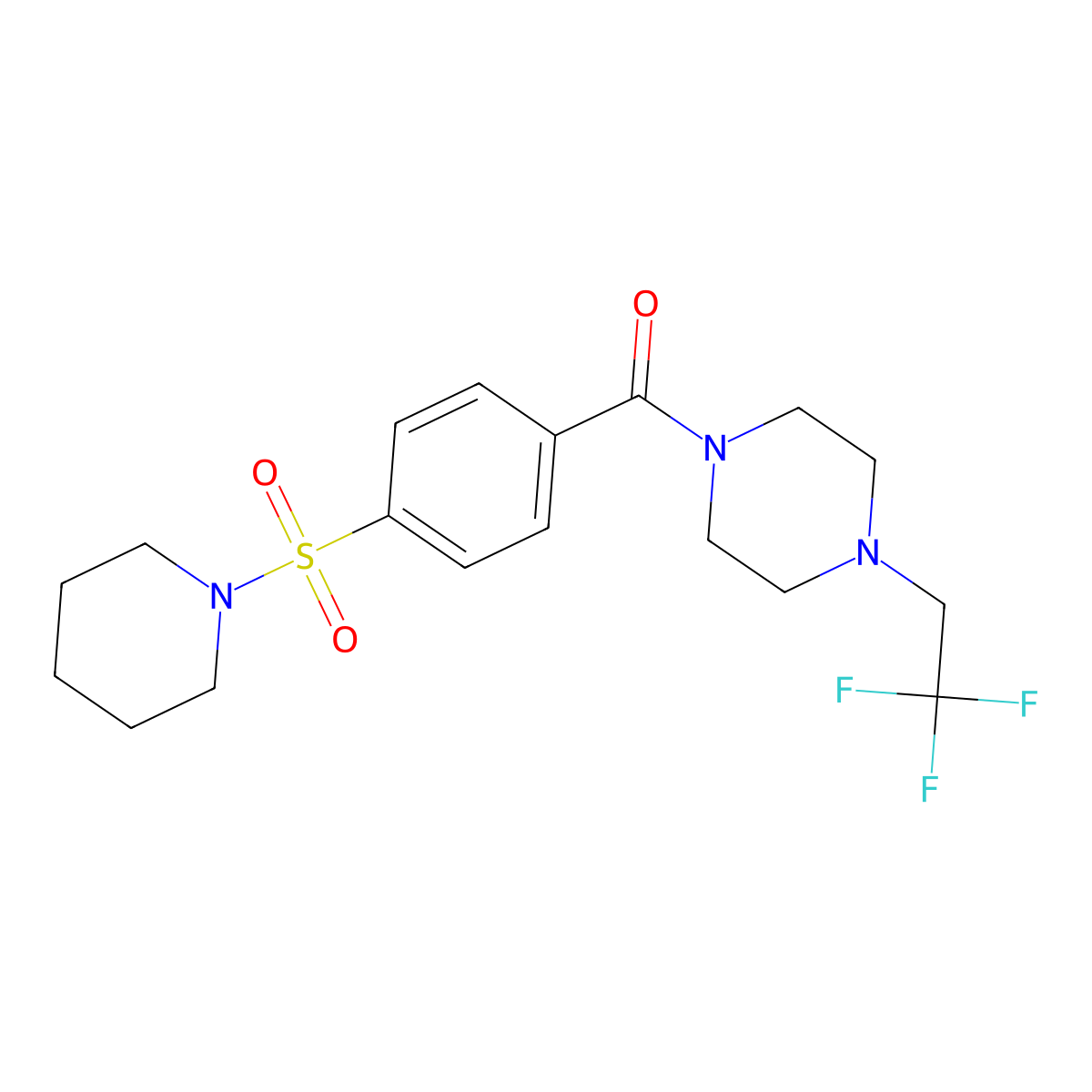 1-[4-(Piperidine-1-sulfonyl)benzoyl]-4-(2,2,2-trifluoroethyl)piperazine molecular structure, CAS 1235056-69-5