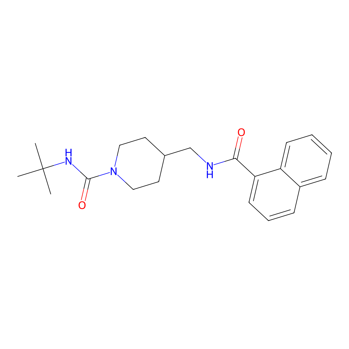 N-tert-butyl-4-{[(naphthalen-1-yl)formamido]methyl}piperidine-1-carboxamide molecular structure, CAS 1235056-80-0
