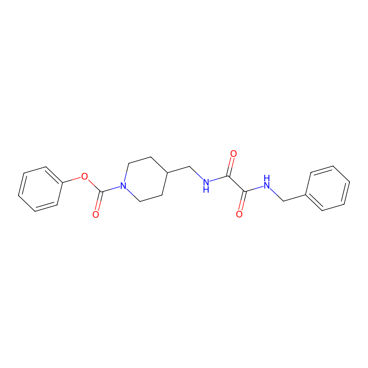 Phenyl 4-((2-(benzylamino)-2-oxoacetamido)methyl)piperidine-1-carboxylate molecular structure, CAS 1235057-25-6