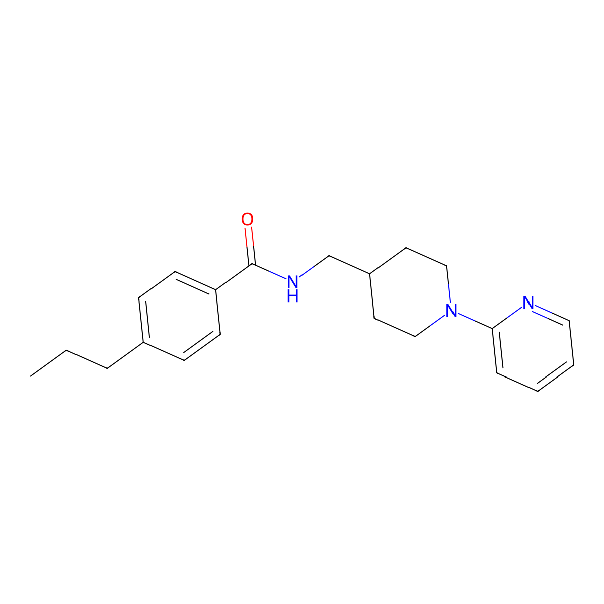 4-propyl-N-{[1-(pyridin-2-yl)piperidin-4-yl]methyl}benzamide molecular structure, CAS 1235058-24-8