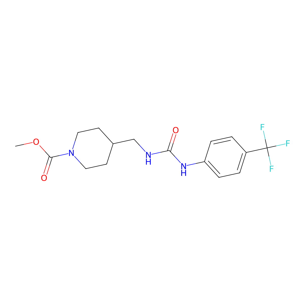 Methyl 4-((3-(4-(trifluoromethyl)phenyl)ureido)methyl)piperidine-1-carboxylate molecular structure, CAS 1235058-48-6