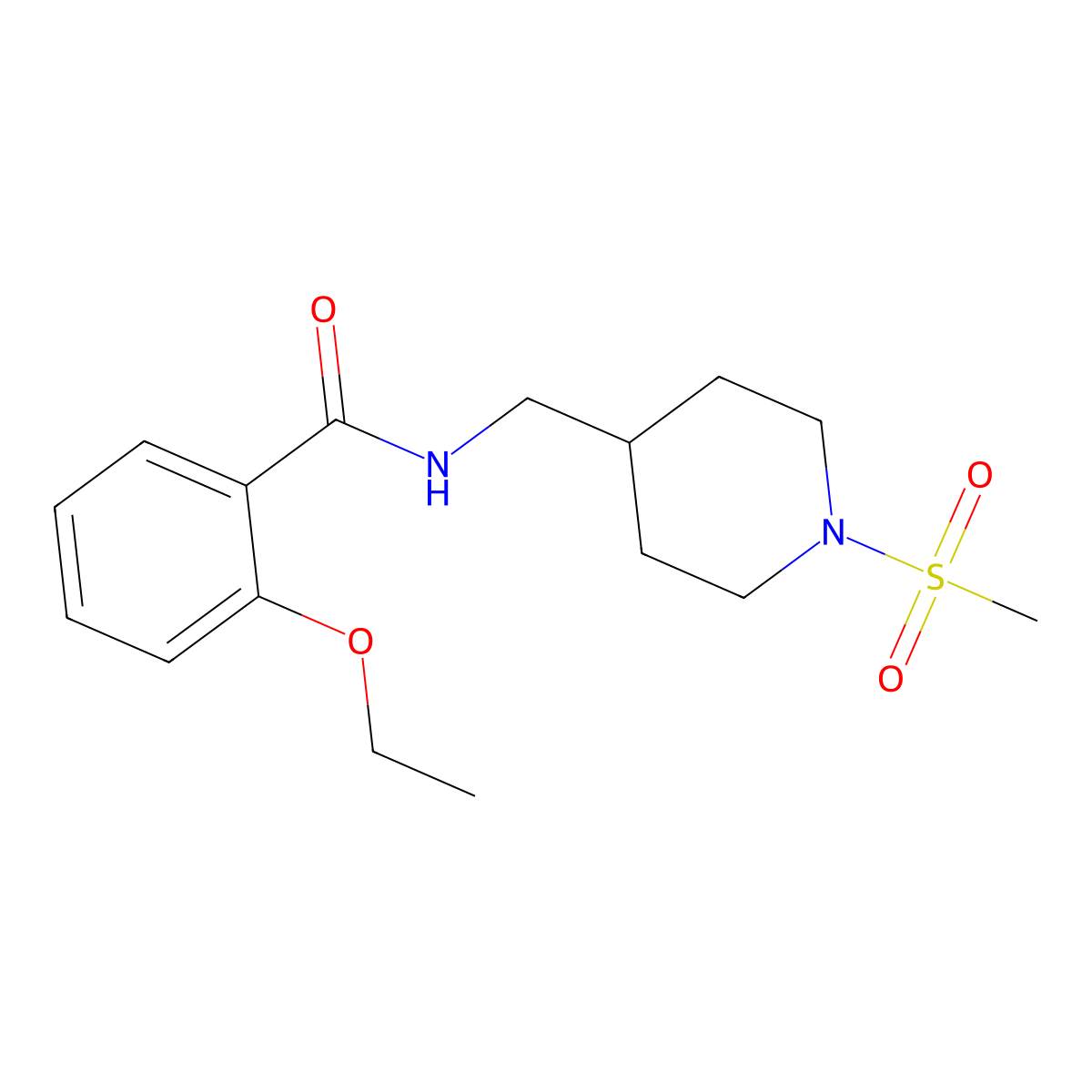 2-ethoxy-N-((1-(methylsulfonyl)piperidin-4-yl)methyl)benzamide molecular structure, CAS 1235058-60-2