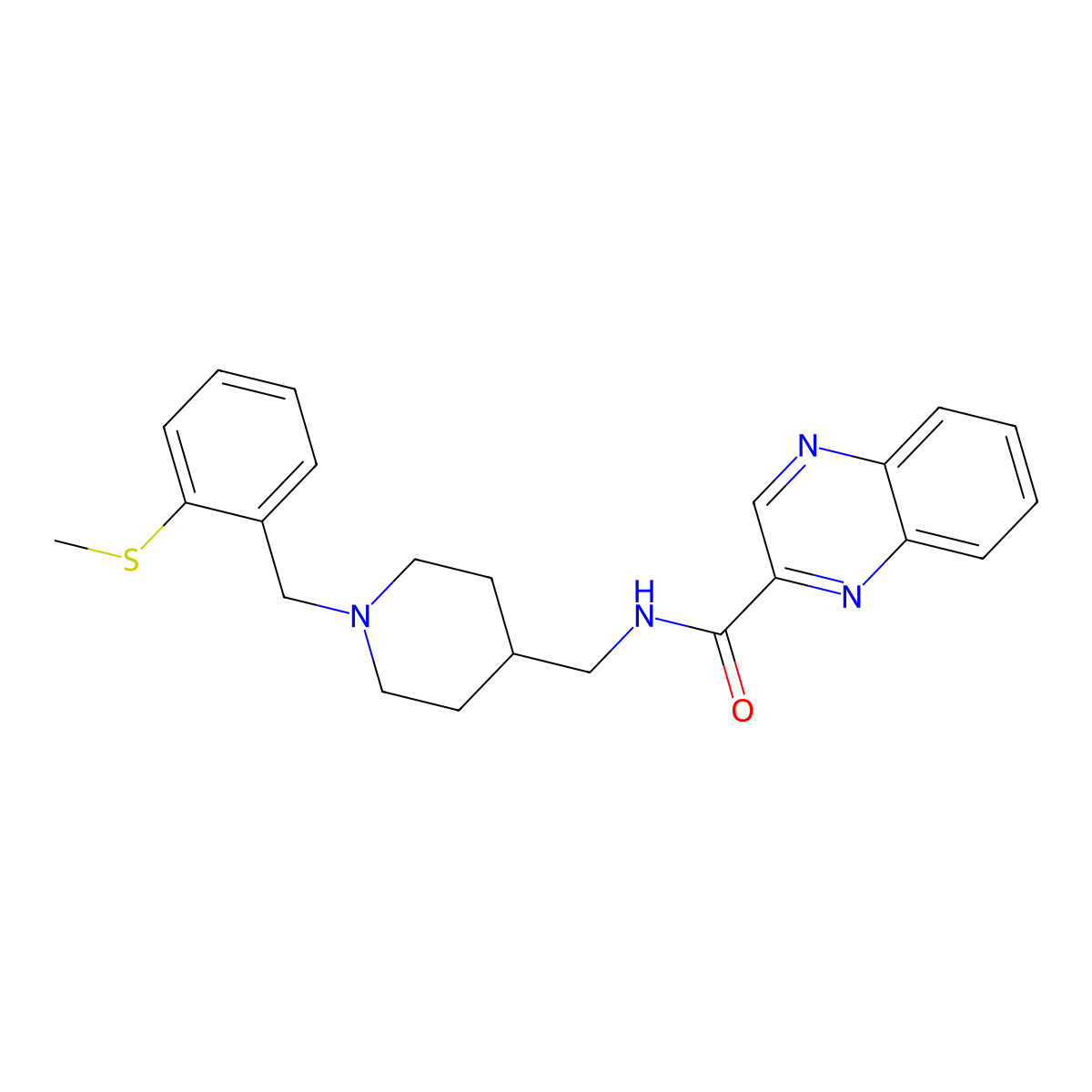 N-((1-(2-(methylthio)benzyl)piperidin-4-yl)methyl)quinoxaline-2-carboxamide molecular structure, CAS 1235059-18-3