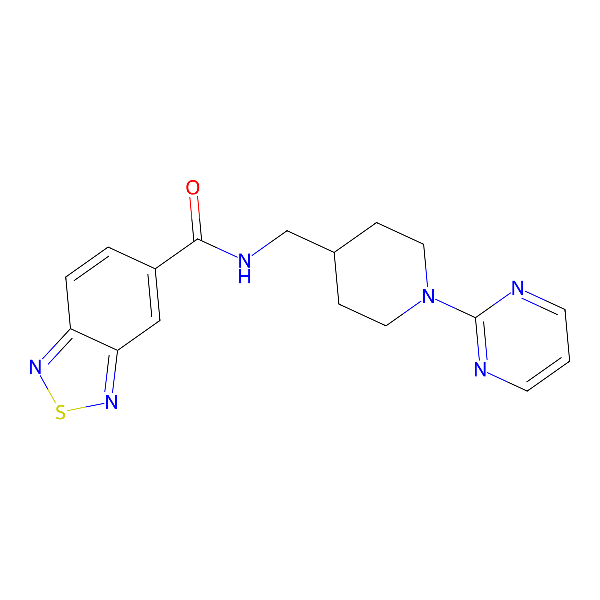 N-((1-(pyrimidin-2-yl)piperidin-4-yl)methyl)benzo[c][1,2,5]thiadiazole-5-carboxamide molecular structure, CAS 1235059-29-6