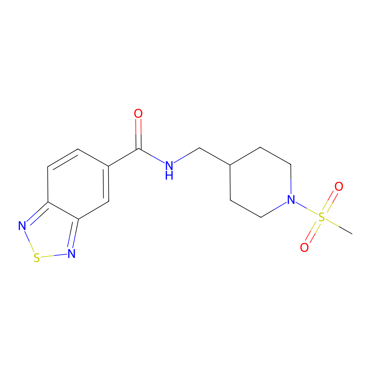 N-((1-(methylsulfonyl)piperidin-4-yl)methyl)benzo[c][1,2,5]thiadiazole-5-carboxamide molecular structure, CAS 1235059-32-1