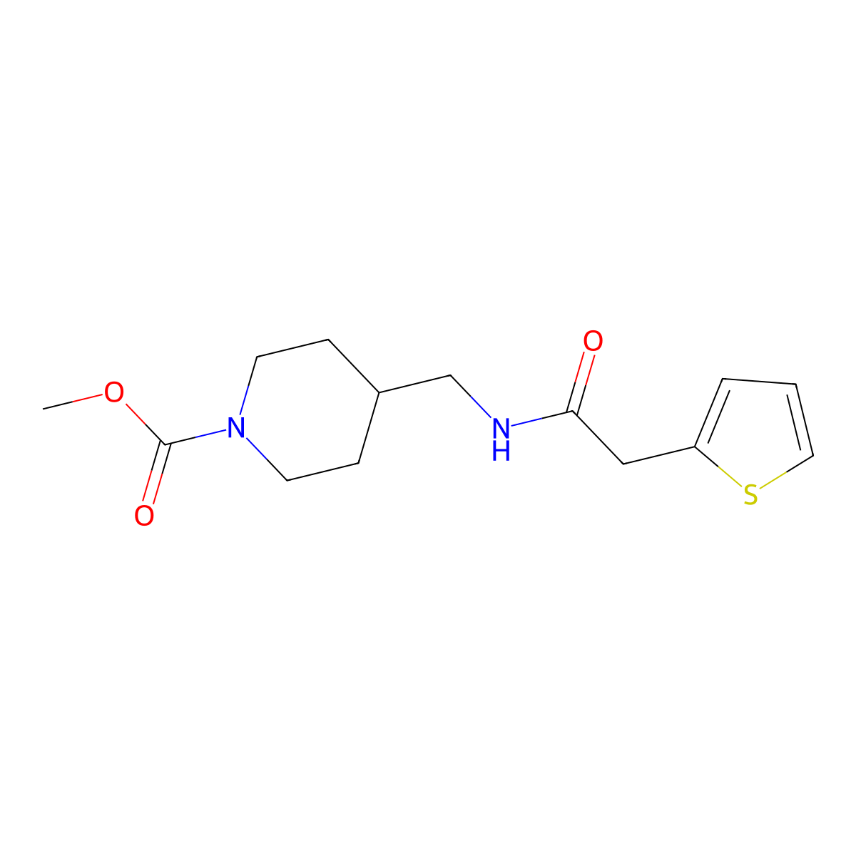 Methyl 4-{[2-(thiophen-2-YL)acetamido]methyl}piperidine-1-carboxylate molecular structure, CAS 1235059-43-4