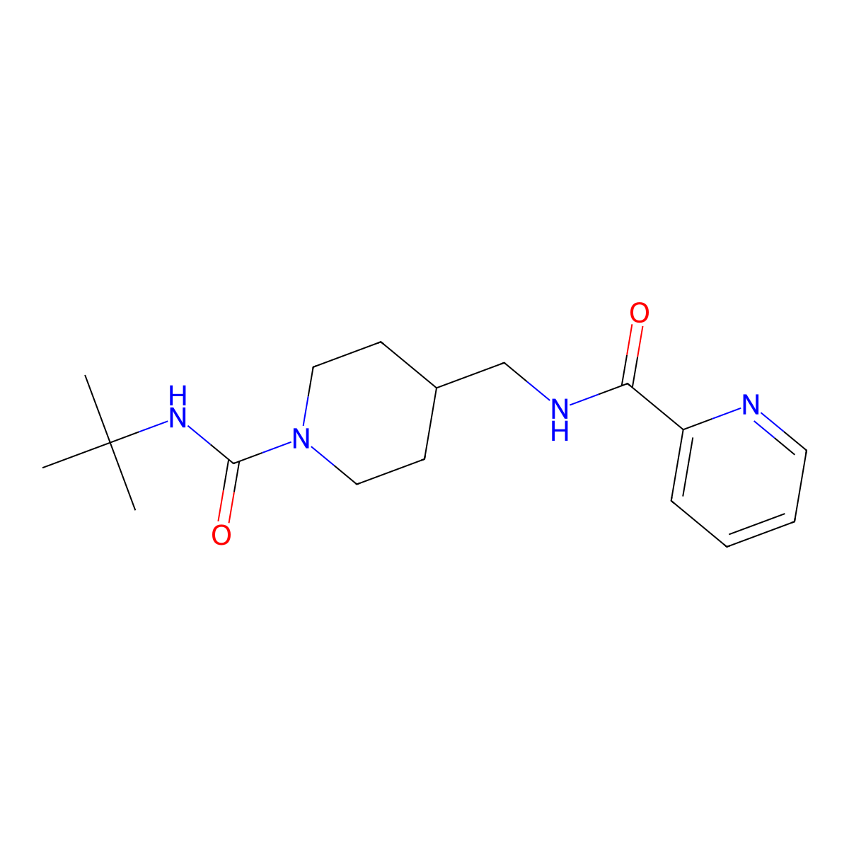 N-((1-(tert-butylcarbamoyl)piperidin-4-yl)methyl)picolinamide molecular structure, CAS 1235060-08-8