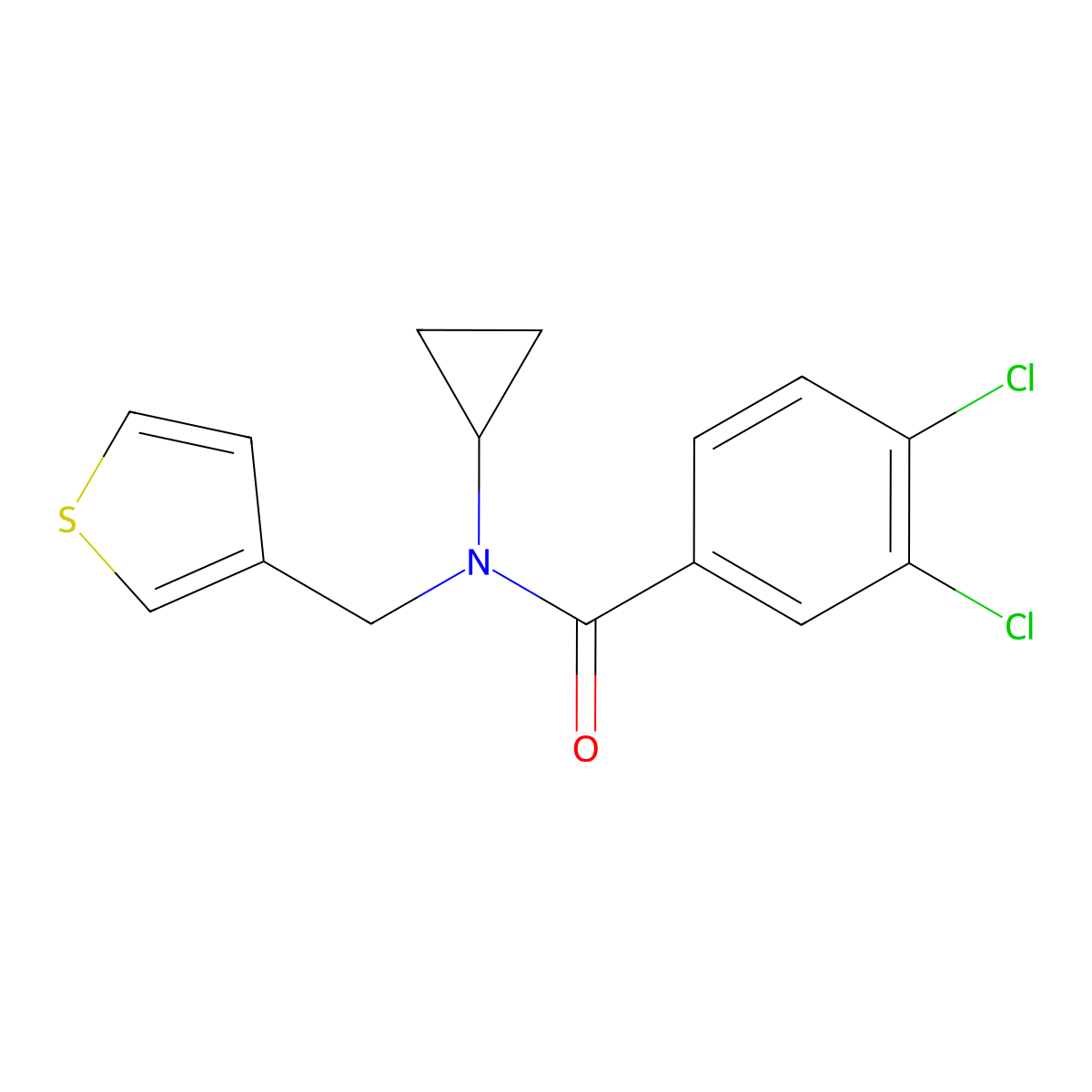 3,4-dichloro-N-cyclopropyl-N-(thiophen-3-ylmethyl)benzamide molecular structure, CAS 1235061-47-8