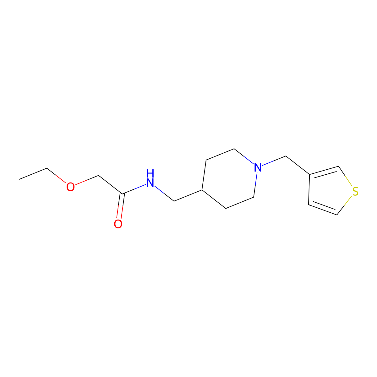 2-ethoxy-N-((1-(thiophen-3-ylmethyl)piperidin-4-yl)methyl)acetamide molecular structure, CAS 1235061-95-6