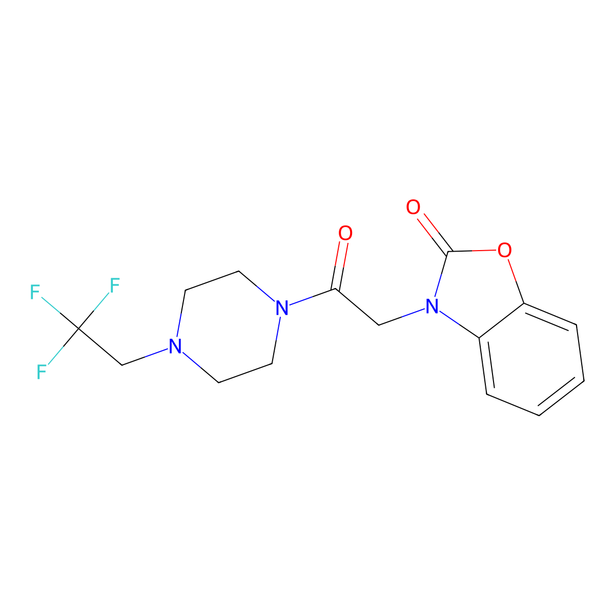 3-{2-Oxo-2-[4-(2,2,2-trifluoroethyl)piperazin-1-yl]ethyl}-2,3-dihydro-1,3-benzoxazol-2-one molecular structure, CAS 1235062-18-6