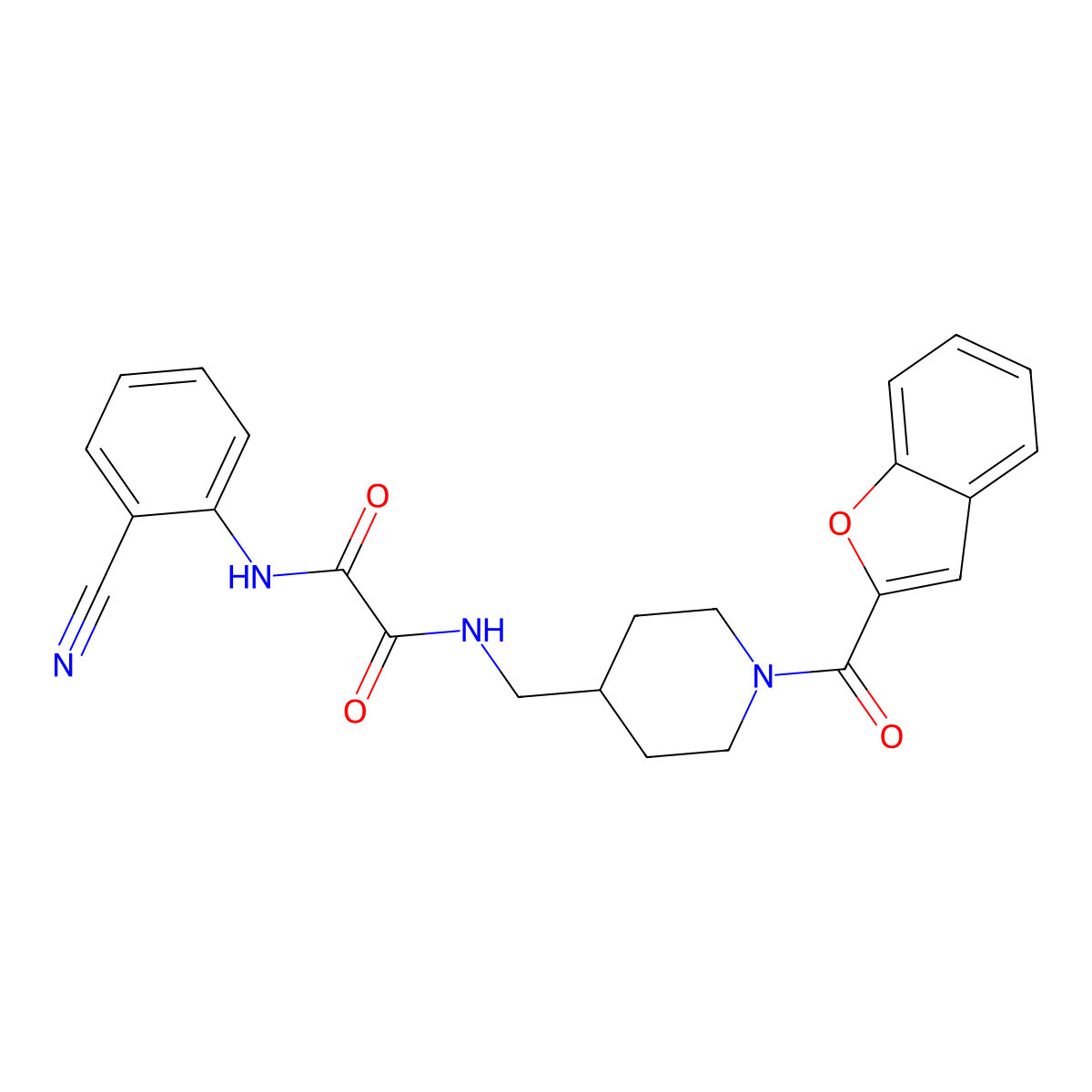 N1-((1-(benzofuran-2-carbonyl)piperidin-4-yl)methyl)-N2-(2-cyanophenyl)oxalamide molecular structure, CAS 1235062-31-3