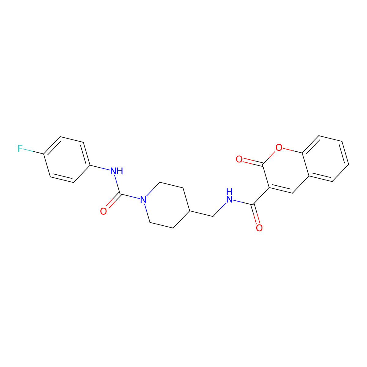N-(4-fluorophenyl)-4-((2-oxo-2H-chromene-3-carboxamido)methyl)piperidine-1-carboxamide molecular structure, CAS 1235063-54-3