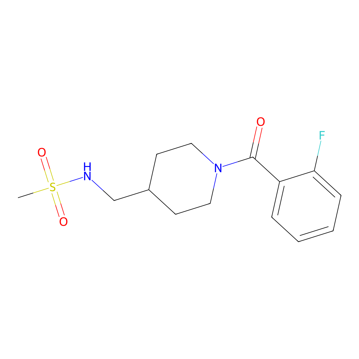 N-{[1-(2-fluorobenzoyl)piperidin-4-yl]methyl}methanesulfonamide molecular structure, CAS 1235063-71-4