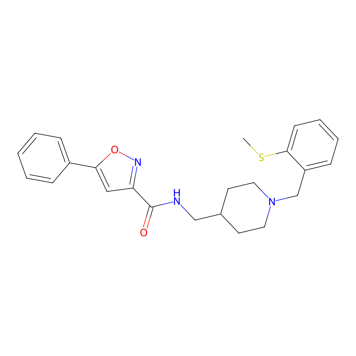 N-((1-(2-(methylthio)benzyl)piperidin-4-yl)methyl)-5-phenylisoxazole-3-carboxamide molecular structure, CAS 1235065-26-5