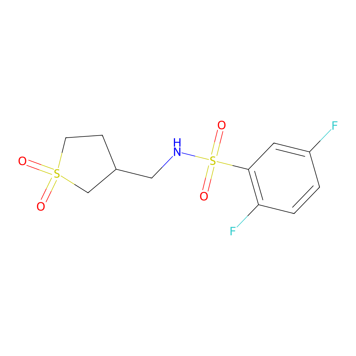 N-((1,1-dioxidotetrahydrothiophen-3-yl)methyl)-2,5-difluorobenzenesulfonamide molecular structure, CAS 1235066-34-8