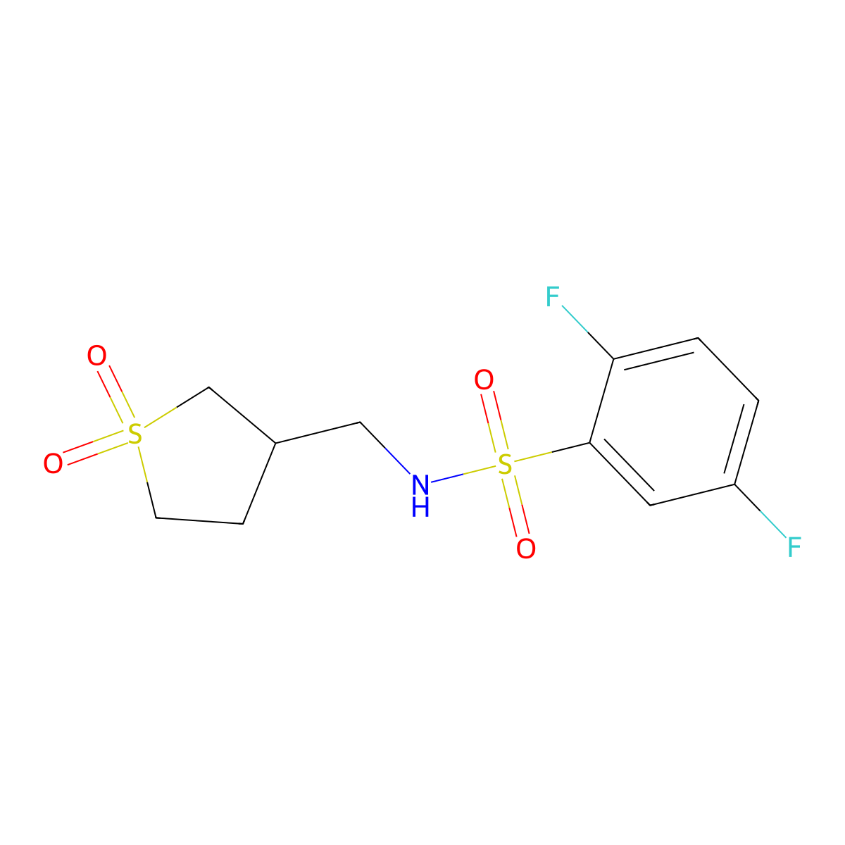 N-((1,1-dioxidotetrahydrothiophen-3-yl)methyl)-2,5-difluorobenzenesulfonamide molecular structure, CAS 1235066-34-8