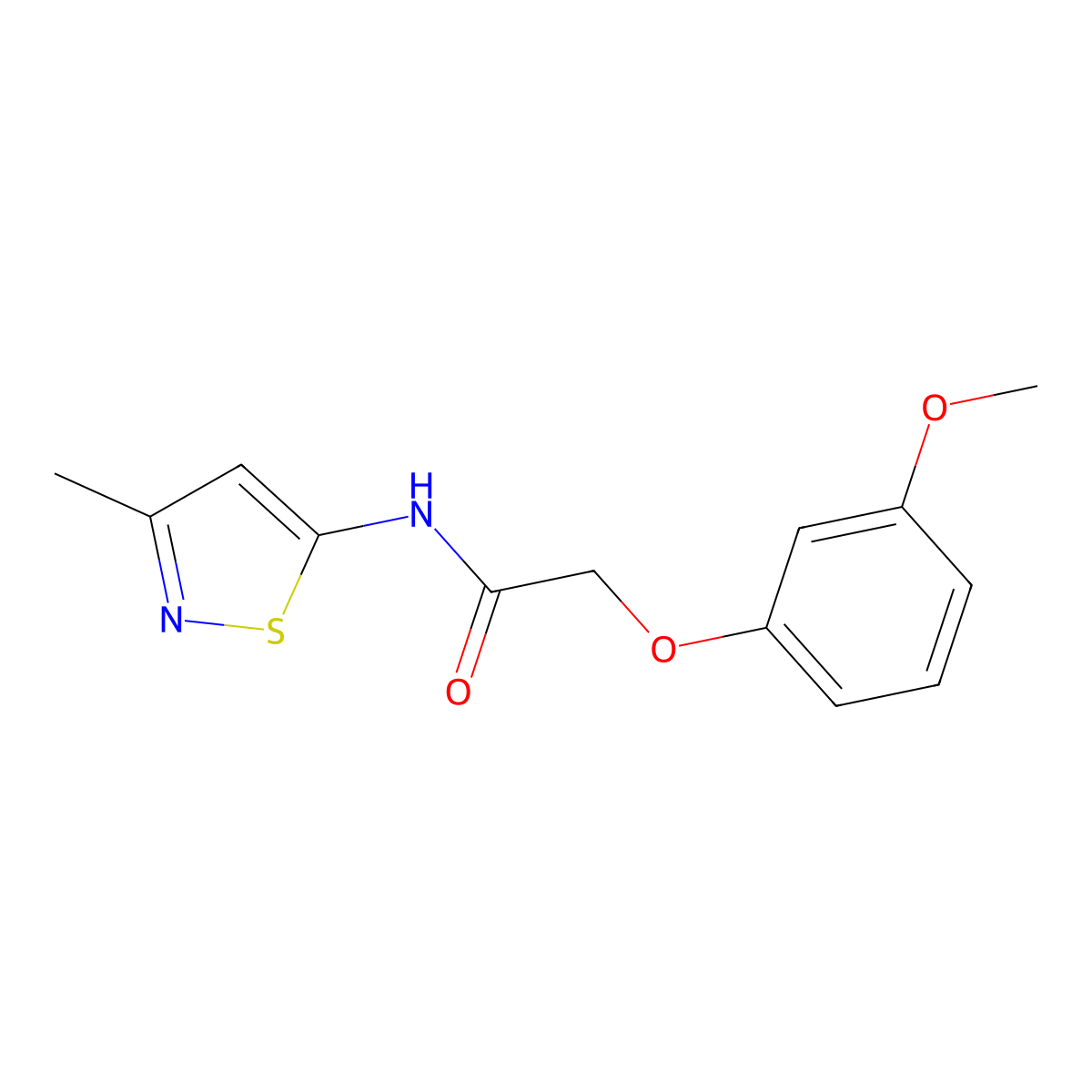 2-(3-methoxyphenoxy)-N-(3-methyl-1,2-thiazol-5-yl)acetamide molecular structure, CAS 1235066-71-3