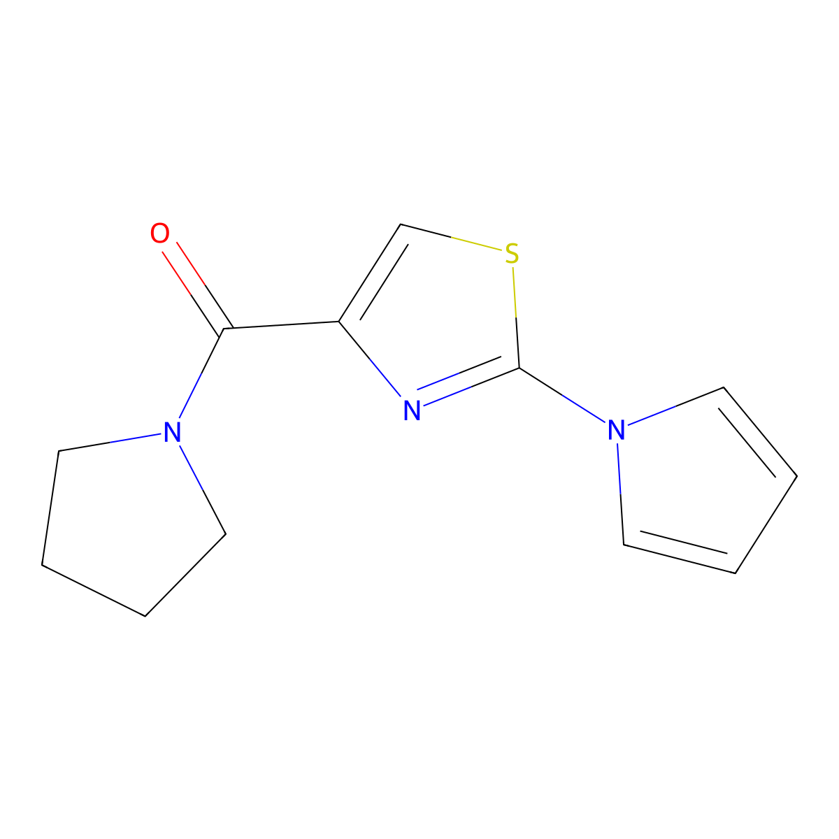 (2-(1H-pyrrol-1-yl)thiazol-4-yl)(pyrrolidin-1-yl)methanone molecular structure, CAS 1235067-32-9