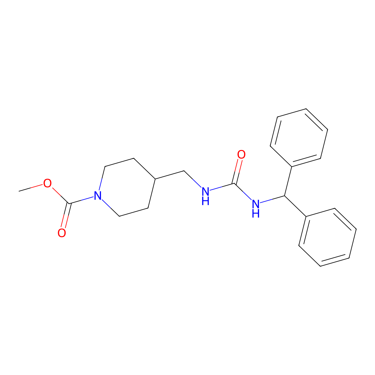 Methyl 4-((3-benzhydrylureido)methyl)piperidine-1-carboxylate molecular structure, CAS 1235067-78-3