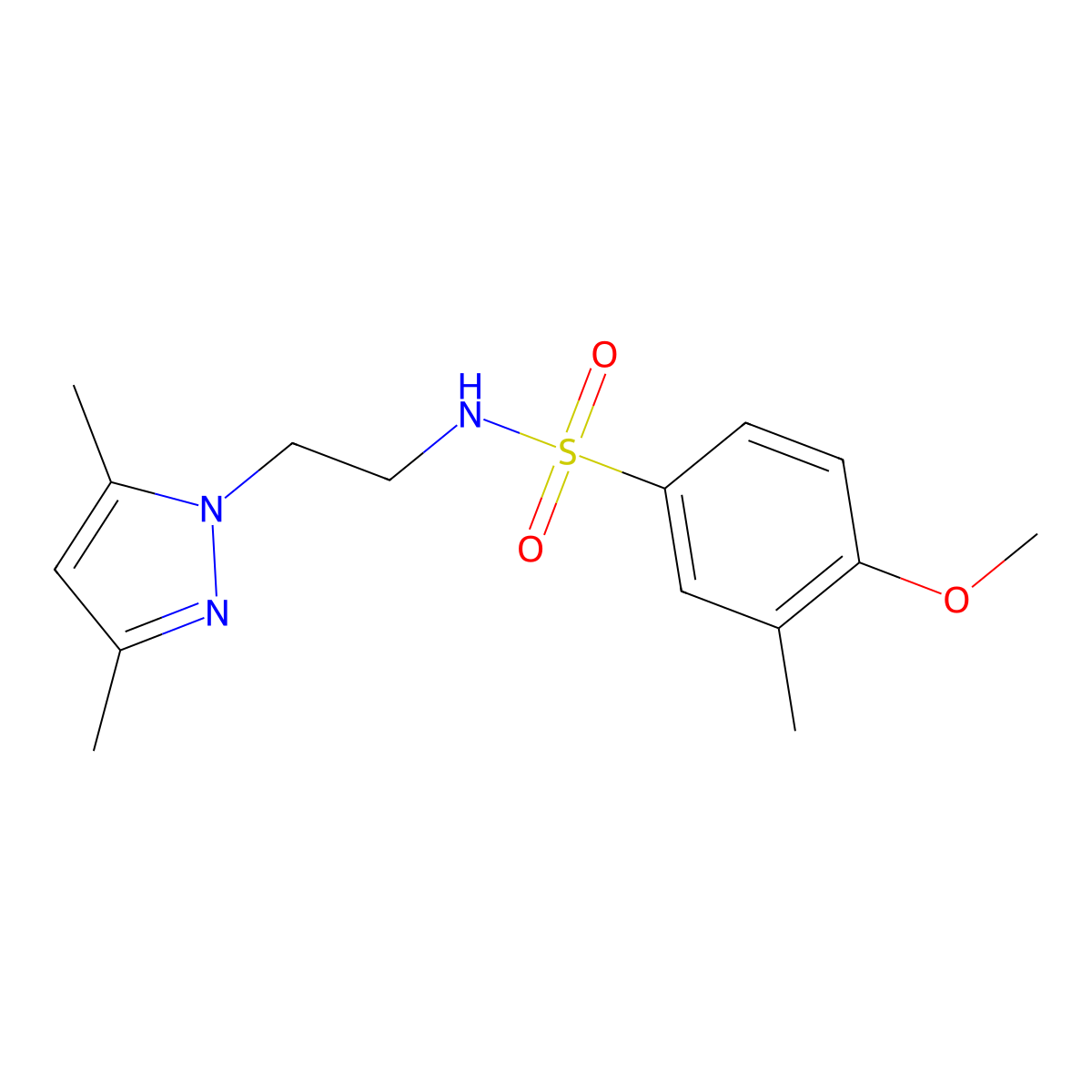 N-(2-(3,5-dimethyl-1H-pyrazol-1-yl)ethyl)-4-methoxy-3-methylbenzenesulfonamide molecular structure, CAS 1235068-01-5