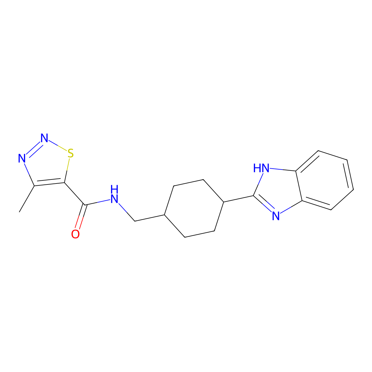N-((4-(1H-benzo[d]imidazol-2-yl)cyclohexyl)methyl)-4-methyl-1,2,3-thiadiazole-5-carboxamide molecular structure, CAS 1235068-31-1