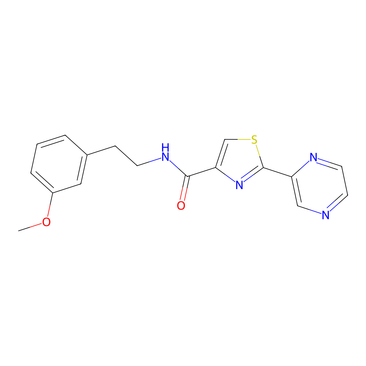 N-(3-methoxyphenethyl)-2-(pyrazin-2-yl)thiazole-4-carboxamide molecular structure, CAS 1235069-11-0