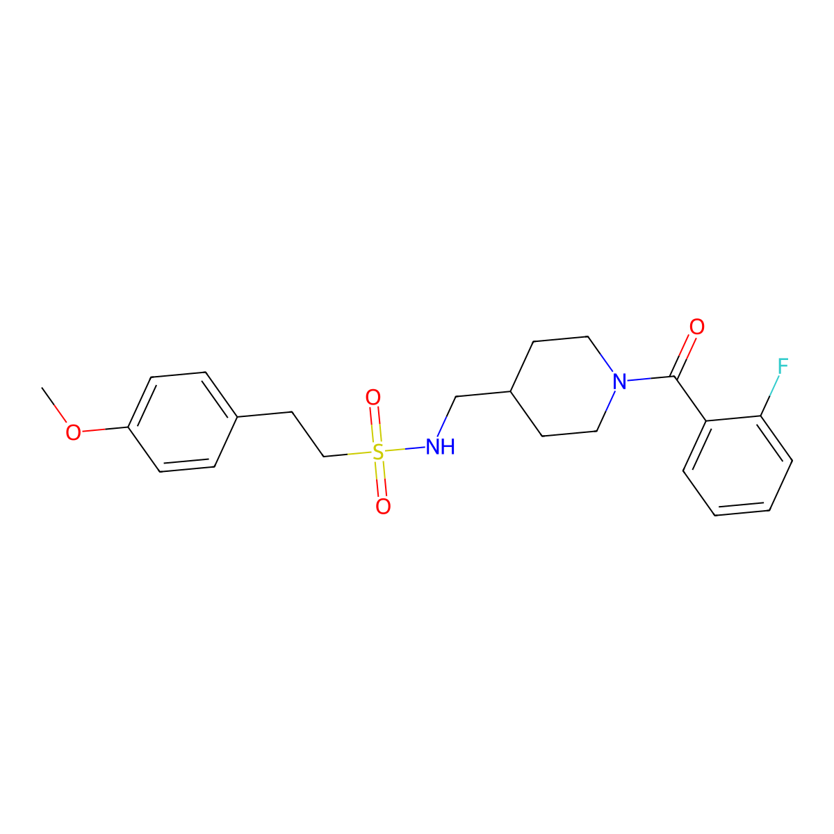 N-((1-(2-fluorobenzoyl)piperidin-4-yl)methyl)-2-(4-methoxyphenyl)ethanesulfonamide molecular structure, CAS 1235070-15-1