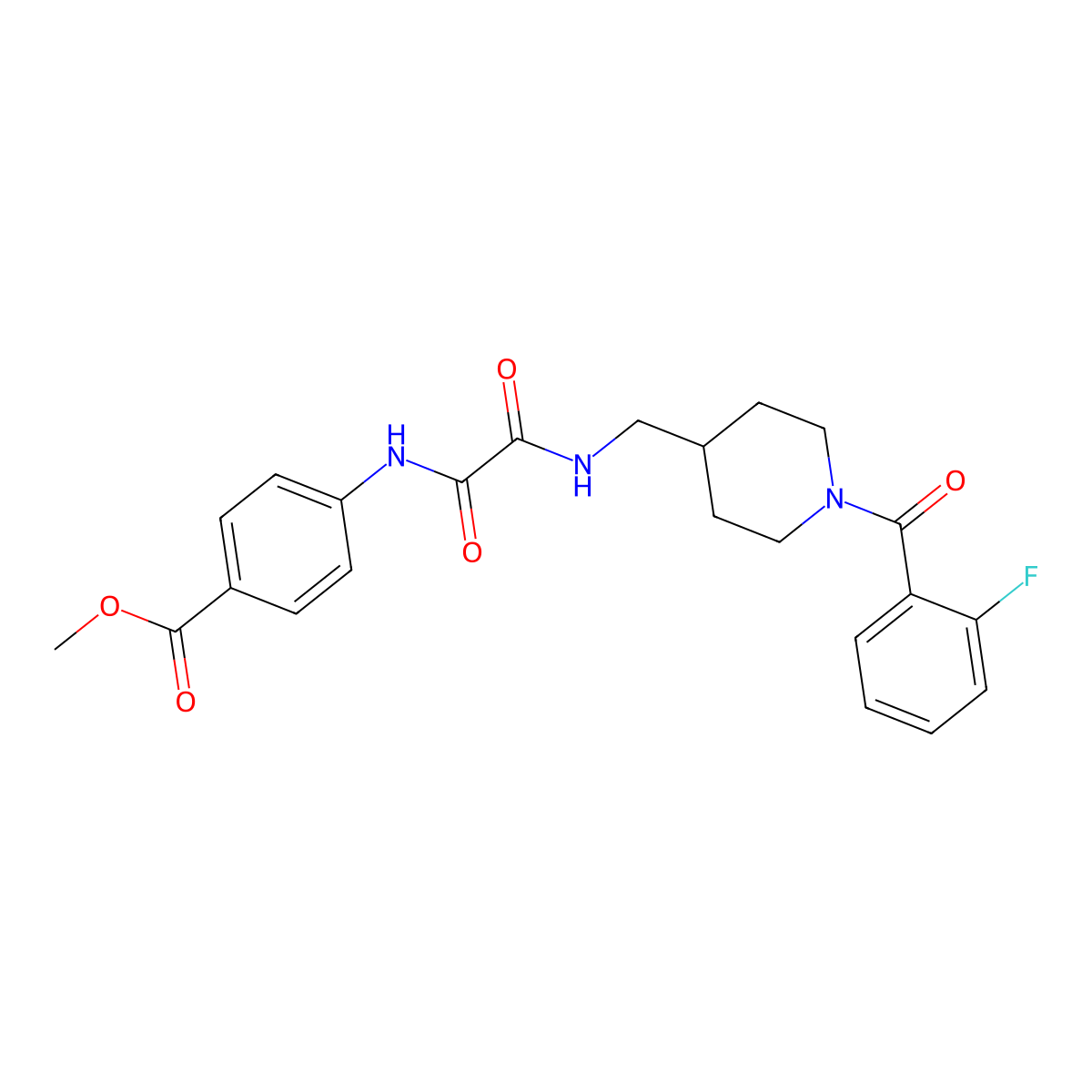 Methyl 4-(2-(((1-(2-fluorobenzoyl)piperidin-4-yl)methyl)amino)-2-oxoacetamido)benzoate molecular structure, CAS 1235070-18-4