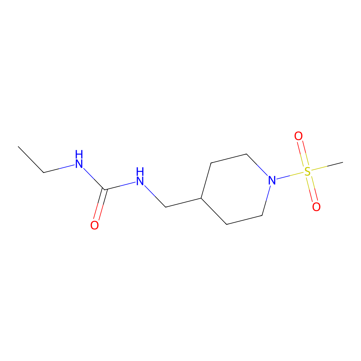 1-Ethyl-3-((1-(methylsulfonyl)piperidin-4-yl)methyl)urea molecular structure, CAS 1235071-57-4