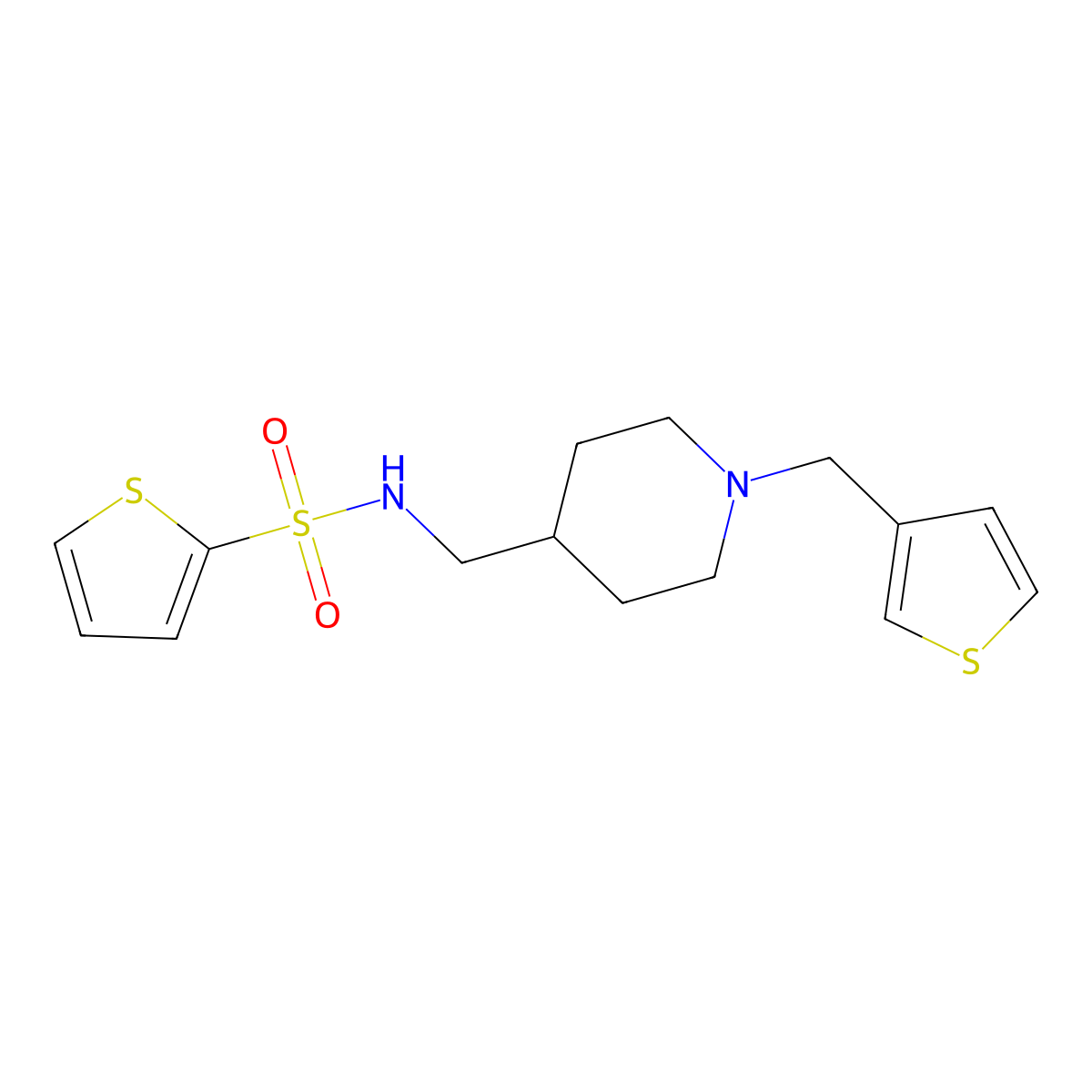 N-((1-(thiophen-3-ylmethyl)piperidin-4-yl)methyl)thiophene-2-sulfonamide molecular structure, CAS 1235072-52-2