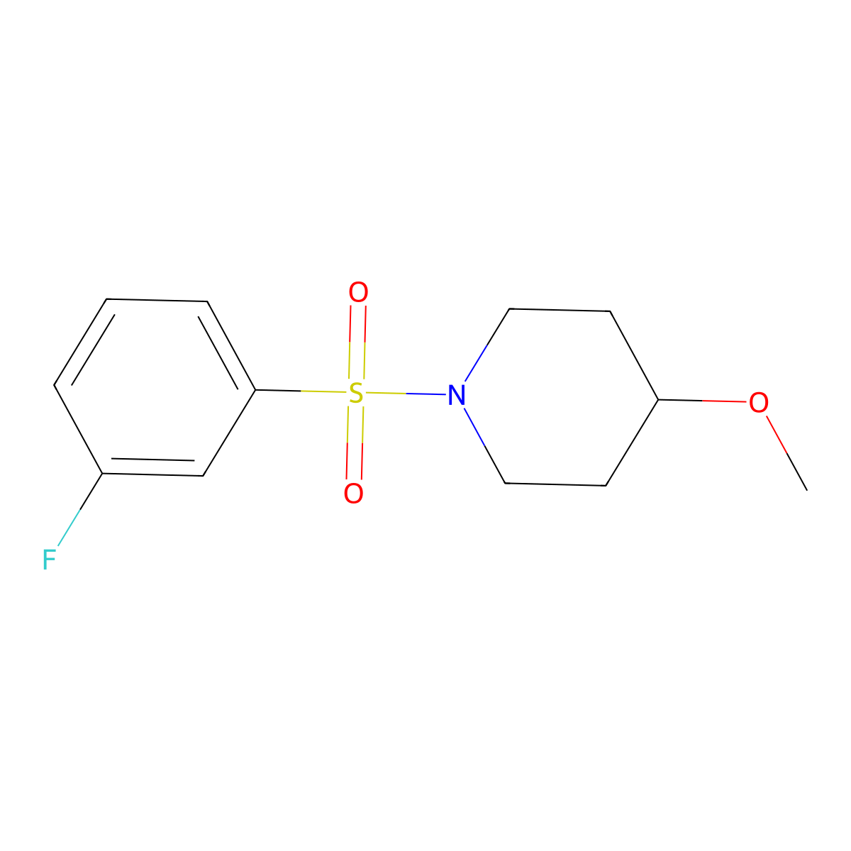1-(3-Fluorobenzenesulfonyl)-4-methoxypiperidine molecular structure, CAS 1235072-89-5