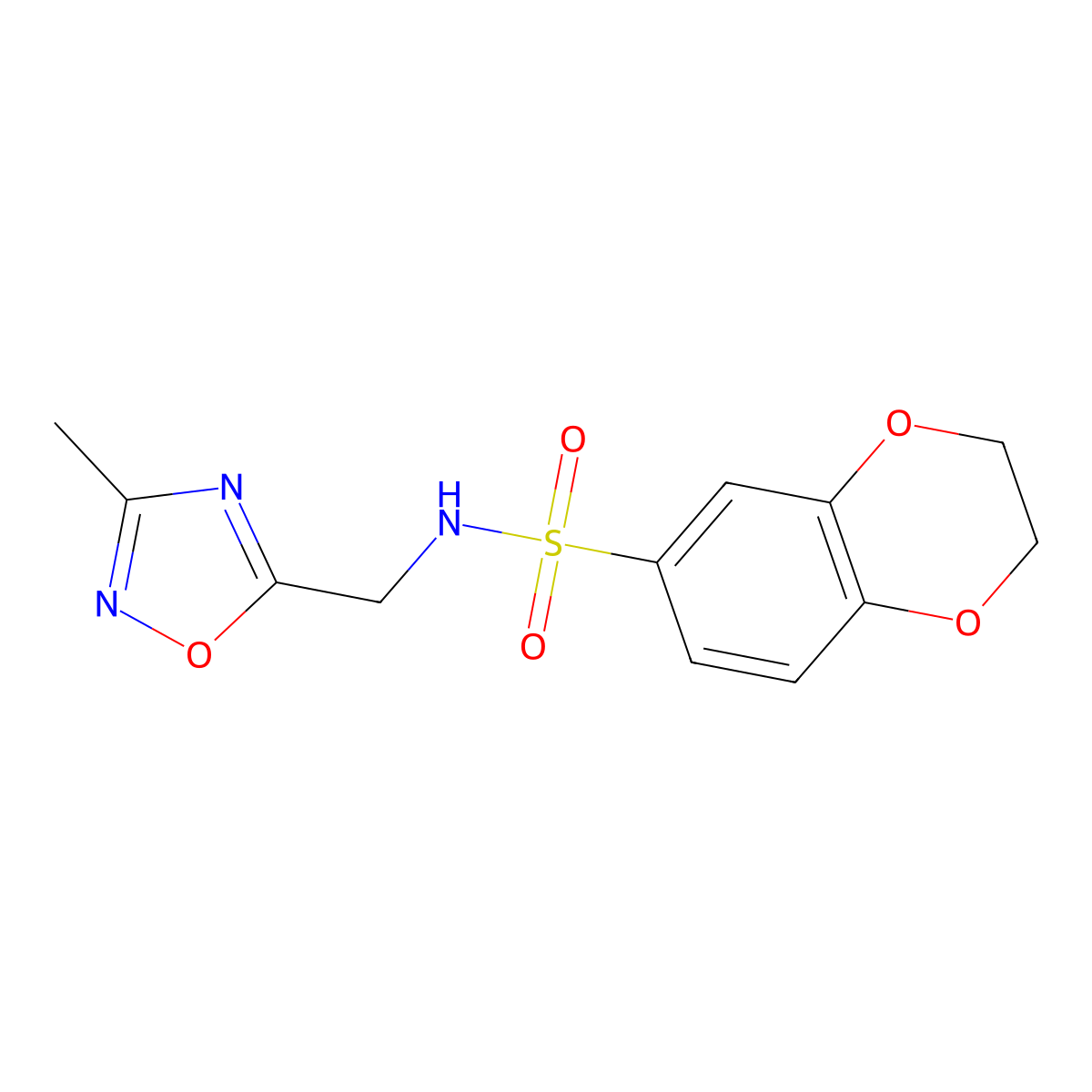 N-((3-methyl-1,2,4-oxadiazol-5-yl)methyl)-2,3-dihydrobenzo[b][1,4]dioxine-6-sulfonamide molecular structure, CAS 1235076-33-1