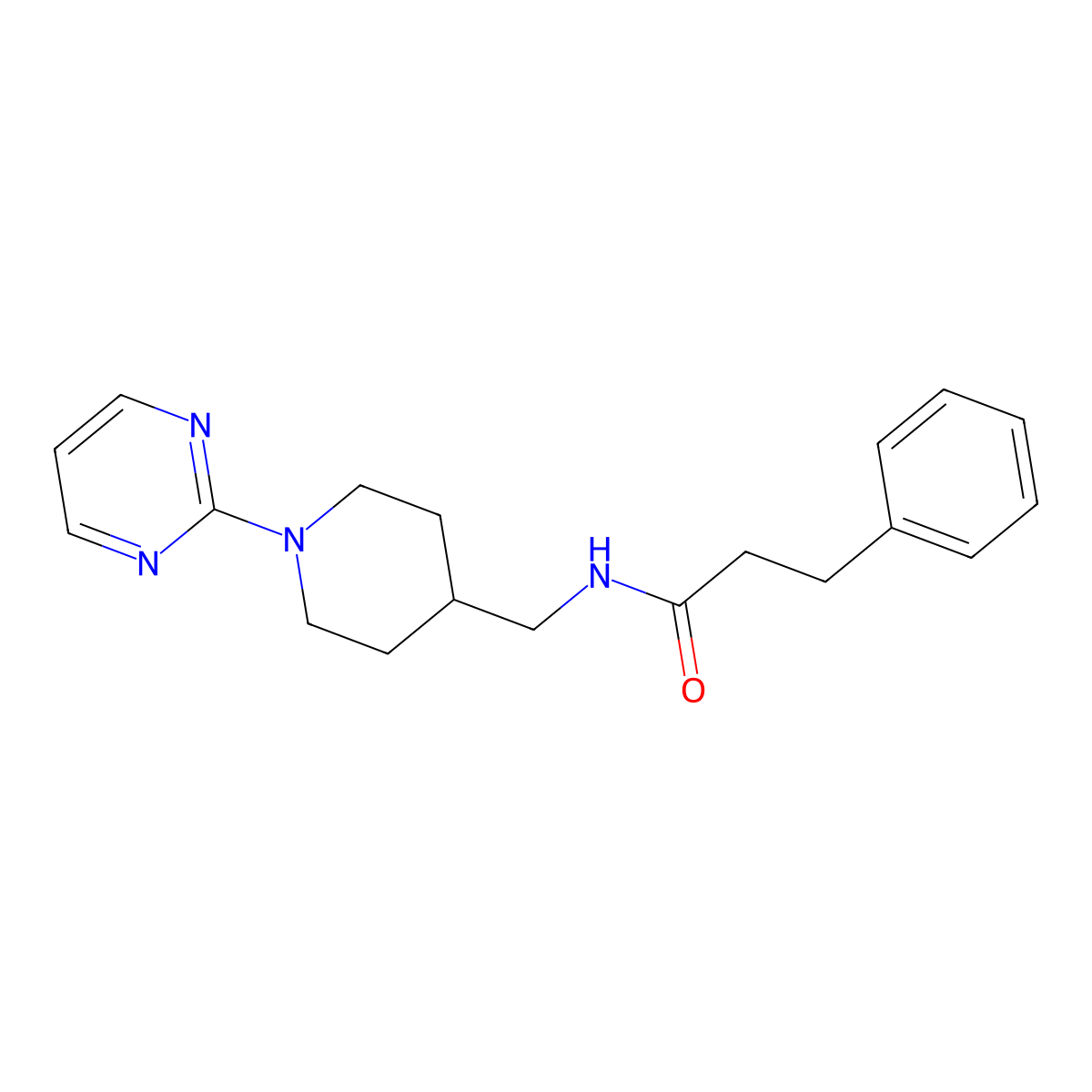 3-phenyl-N-{[1-(pyrimidin-2-yl)piperidin-4-yl]methyl}propanamide molecular structure, CAS 1235077-62-9