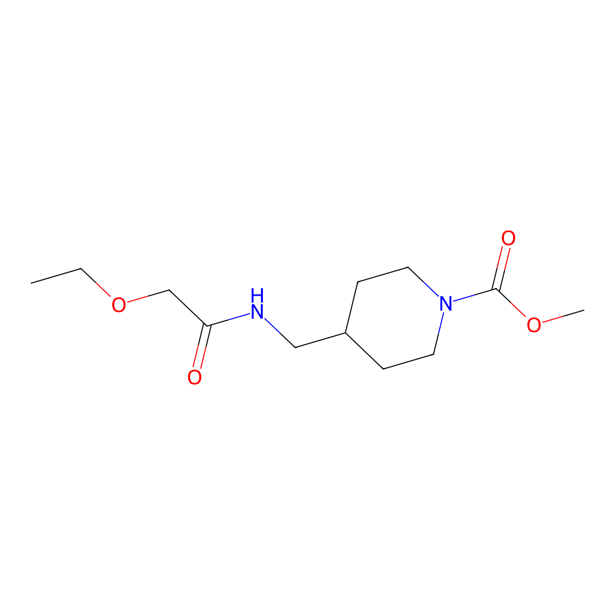 Methyl 4-((2-ethoxyacetamido)methyl)piperidine-1-carboxylate molecular structure, CAS 1235078-00-8