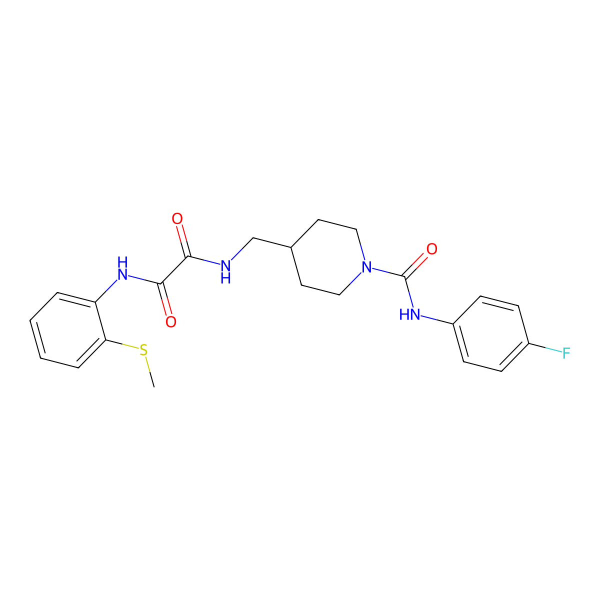 N1-((1-((4-fluorophenyl)carbamoyl)piperidin-4-yl)methyl)-N2-(2-(methylthio)phenyl)oxalamide molecular structure, CAS 1235078-87-1