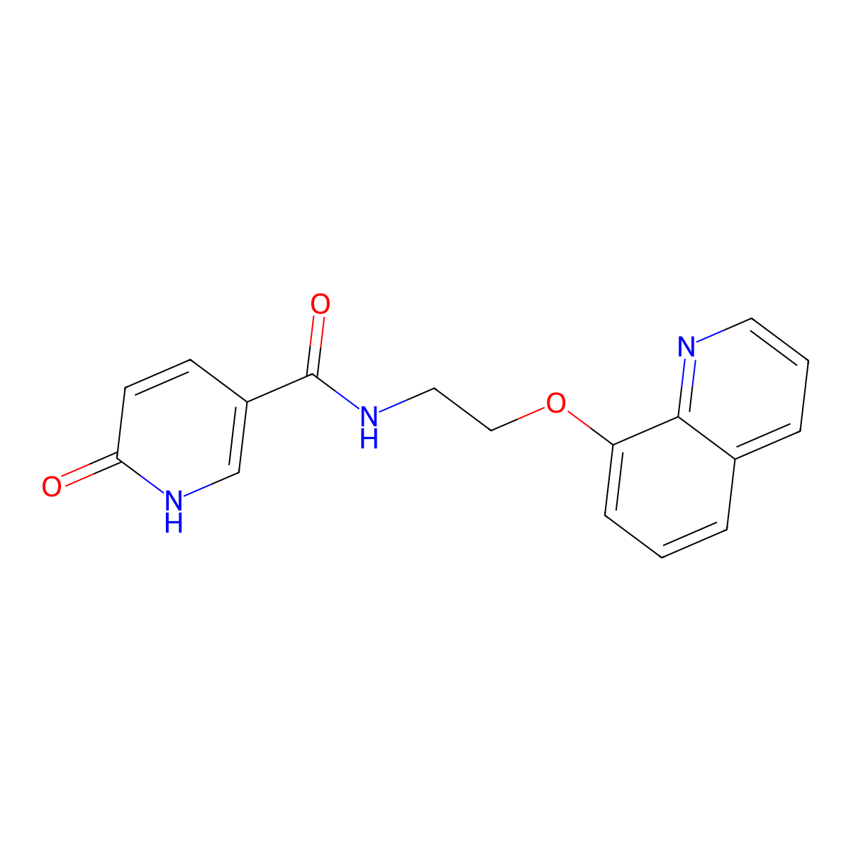 6-oxo-N-(2-(quinolin-8-yloxy)ethyl)-1,6-dihydropyridine-3-carboxamide molecular structure, CAS 1235078-93-9