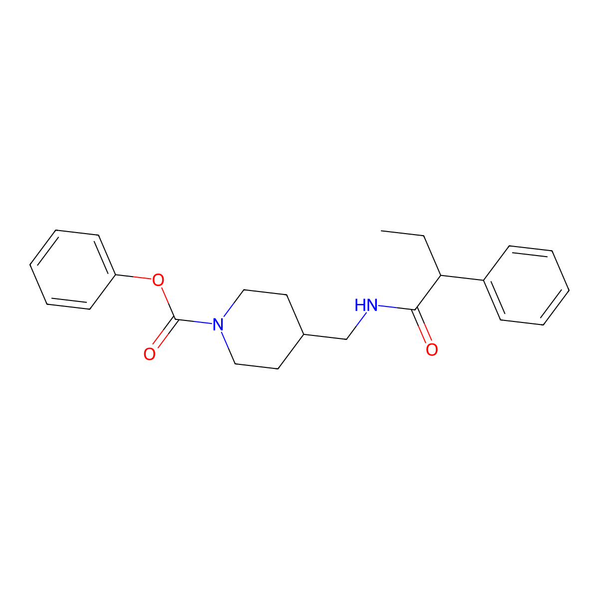 Phenyl 4-((2-phenylbutanamido)methyl)piperidine-1-carboxylate molecular structure, CAS 1235078-98-4