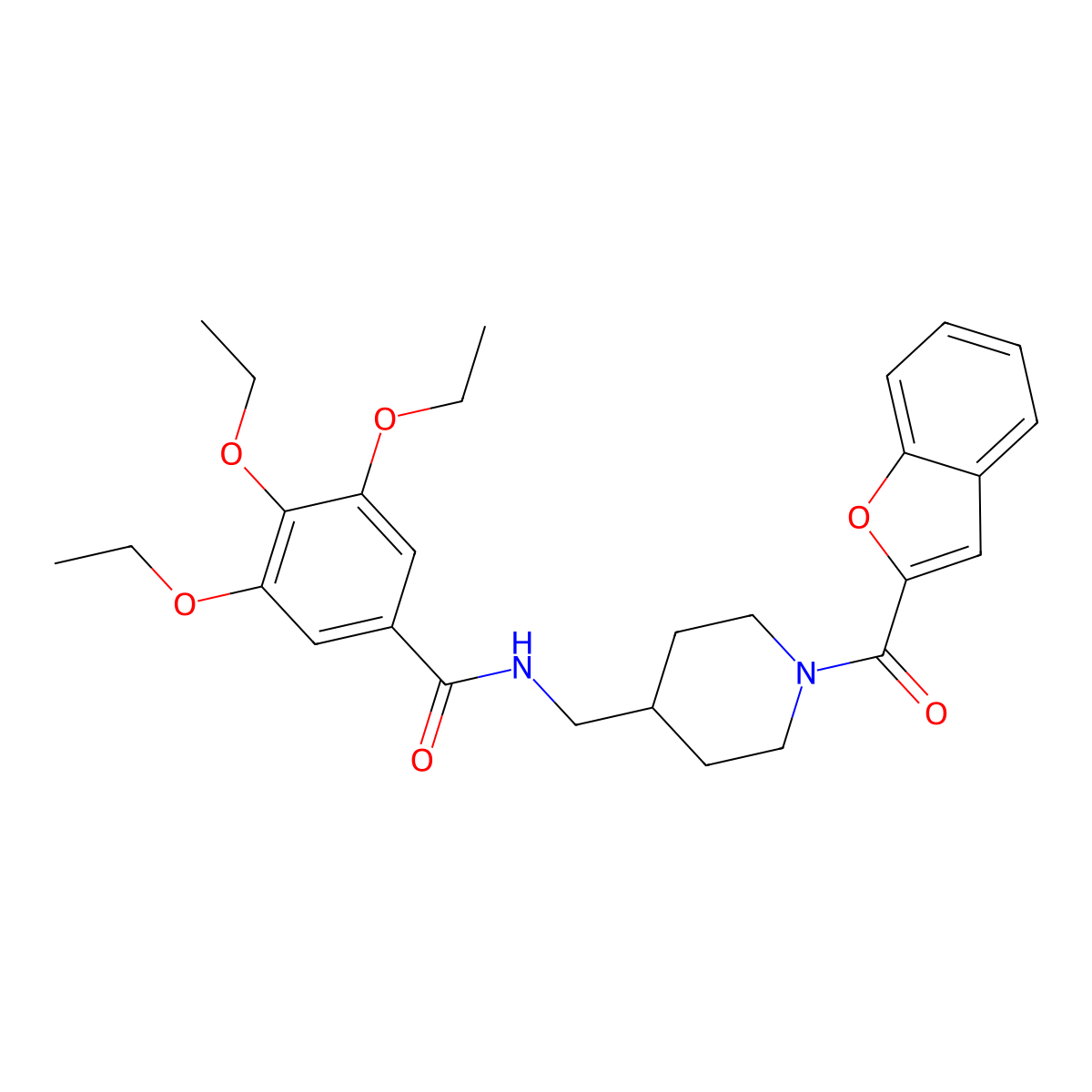 N-((1-(benzofuran-2-carbonyl)piperidin-4-yl)methyl)-3,4,5-triethoxybenzamide molecular structure, CAS 1235079-15-8