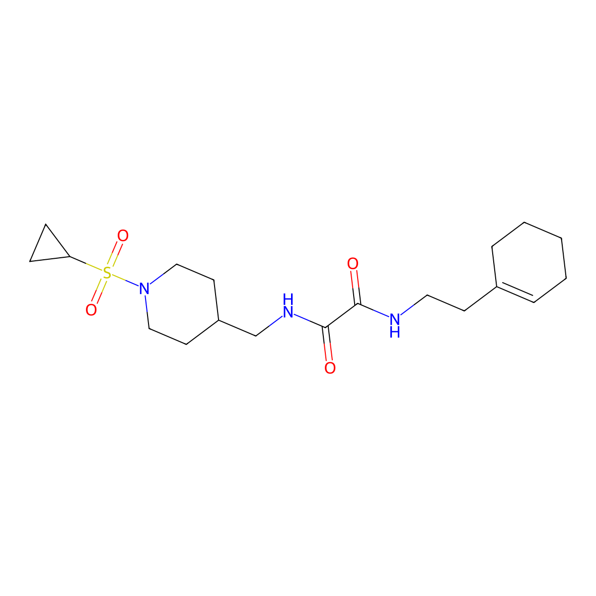 N1-(2-(cyclohex-1-en-1-yl)ethyl)-N2-((1-(cyclopropylsulfonyl)piperidin-4-yl)methyl)oxalamide molecular structure, CAS 1235079-16-9