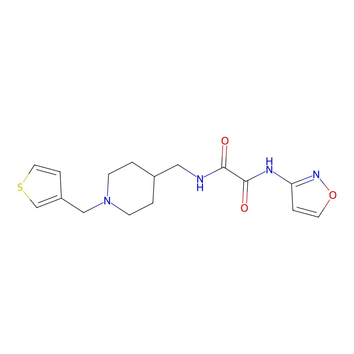 N1-(isoxazol-3-yl)-N2-((1-(thiophen-3-ylmethyl)piperidin-4-yl)methyl)oxalamide molecular structure, CAS 1235079-82-9