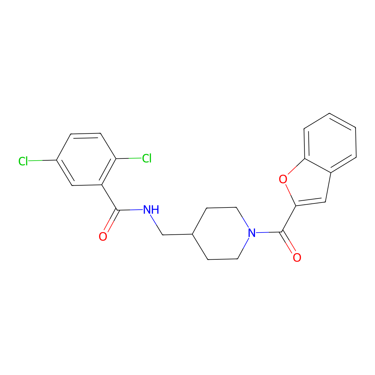 N-((1-(benzofuran-2-carbonyl)piperidin-4-yl)methyl)-2,5-dichlorobenzamide molecular structure, CAS 1235079-97-6